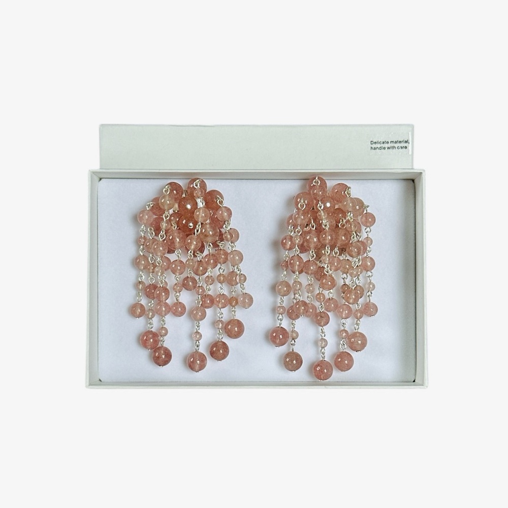 COS ATELIER Pink Quartz Cascade Large Texture Clip On Earrings